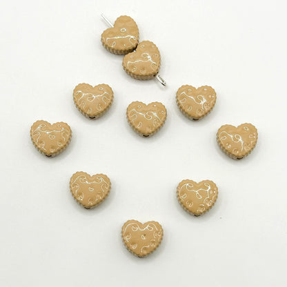 Heart Metal Beads 12mm Baking Painted Biscuit Style 20pcs 15