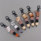 Cartoon Animal Silicone Bead Keychain Elk Yak Goat Design