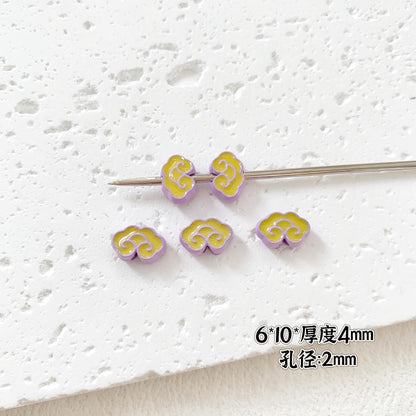 Baking Painted Potato Chips Card Metal Beads 2mm Hole 20pcs 7