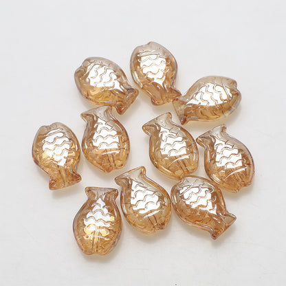 Electroplated Small Fish Glass Beads 10x14mm Translucent 30pcs 12
