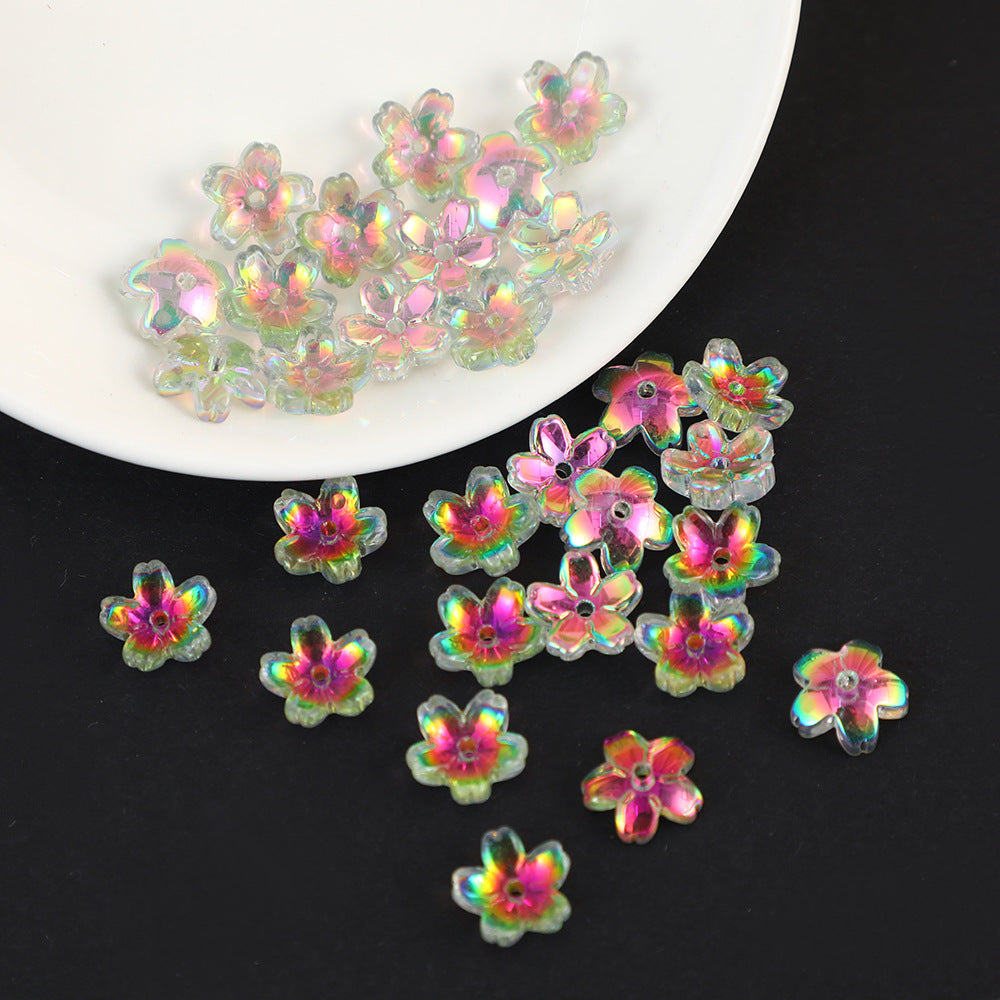 Iridescent Cherry Blossom Glass Beads 10mm Assorted Colors 100pcs 4