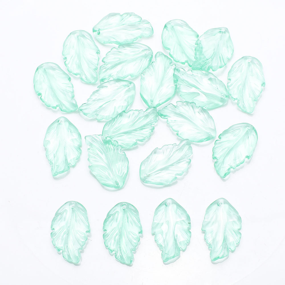Czech Glass Beads Feather Leaf 17x28mm Gradual Color Change 20pcs 28