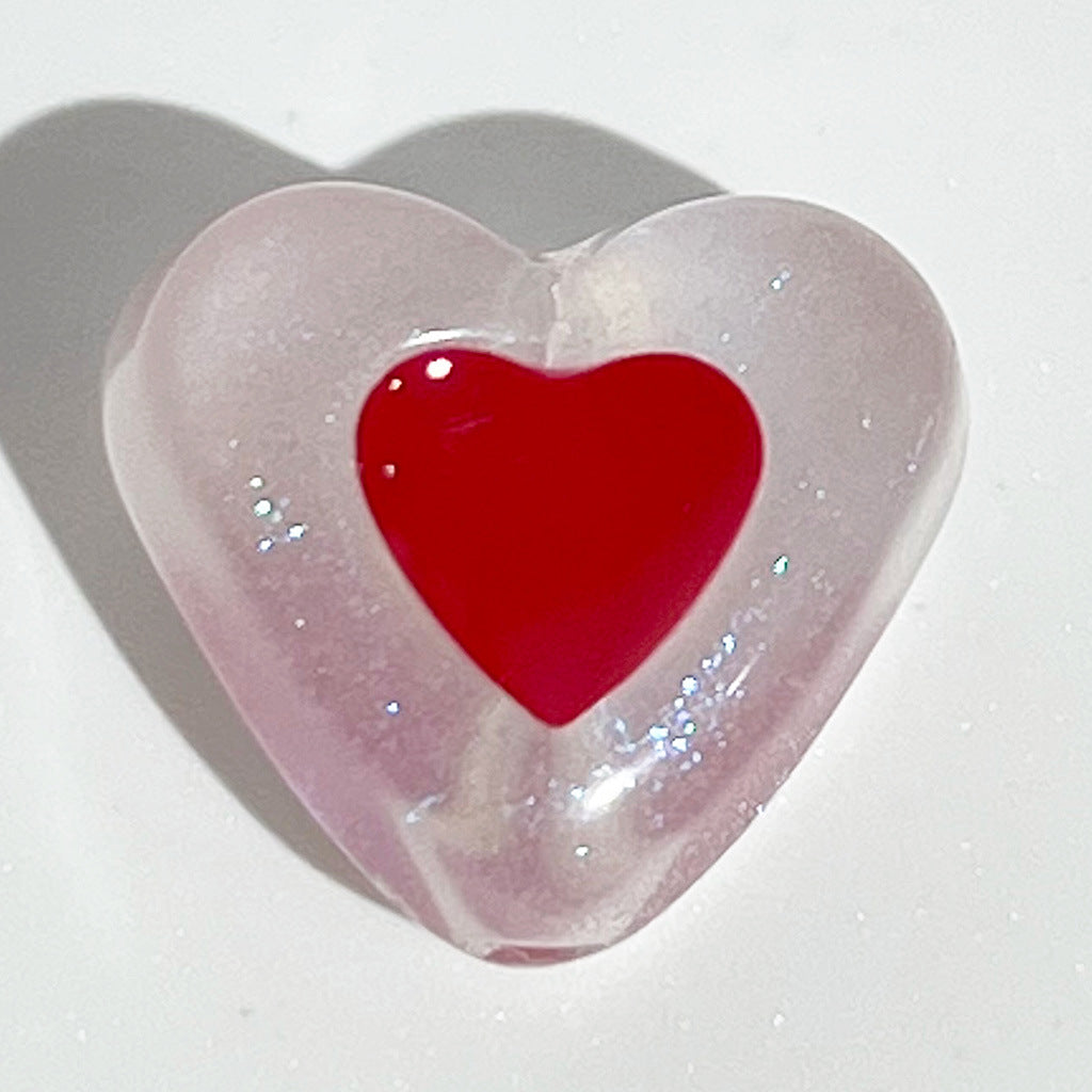 Glow Heart Acrylic Beads 15mm Two-Color Glow In The Dark 50pcs 11