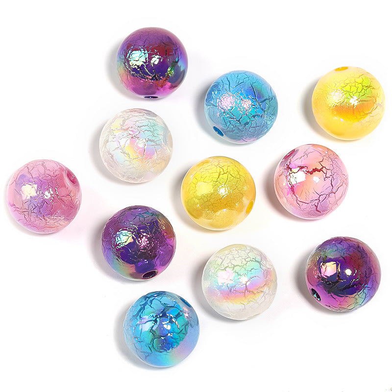 Spray Painted Round Acrylic Beads 16mm UV Plating Crack 50pcs 6