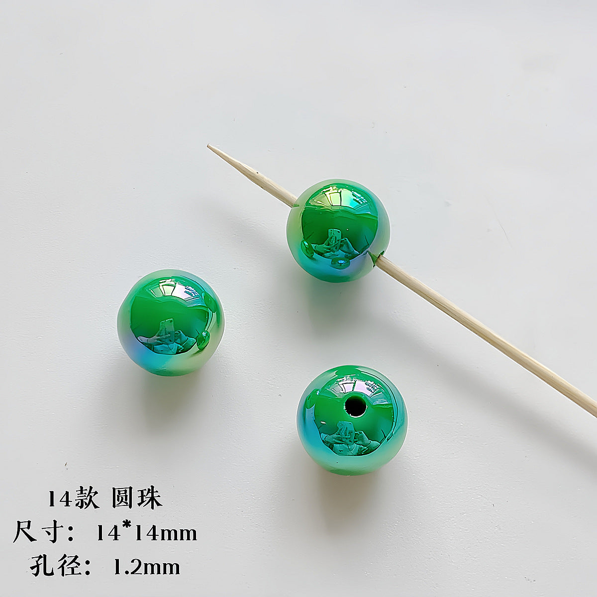 Hand Painted Christmas Acrylic Beads Glossy Green Bells Snowflakes 1pc 15
