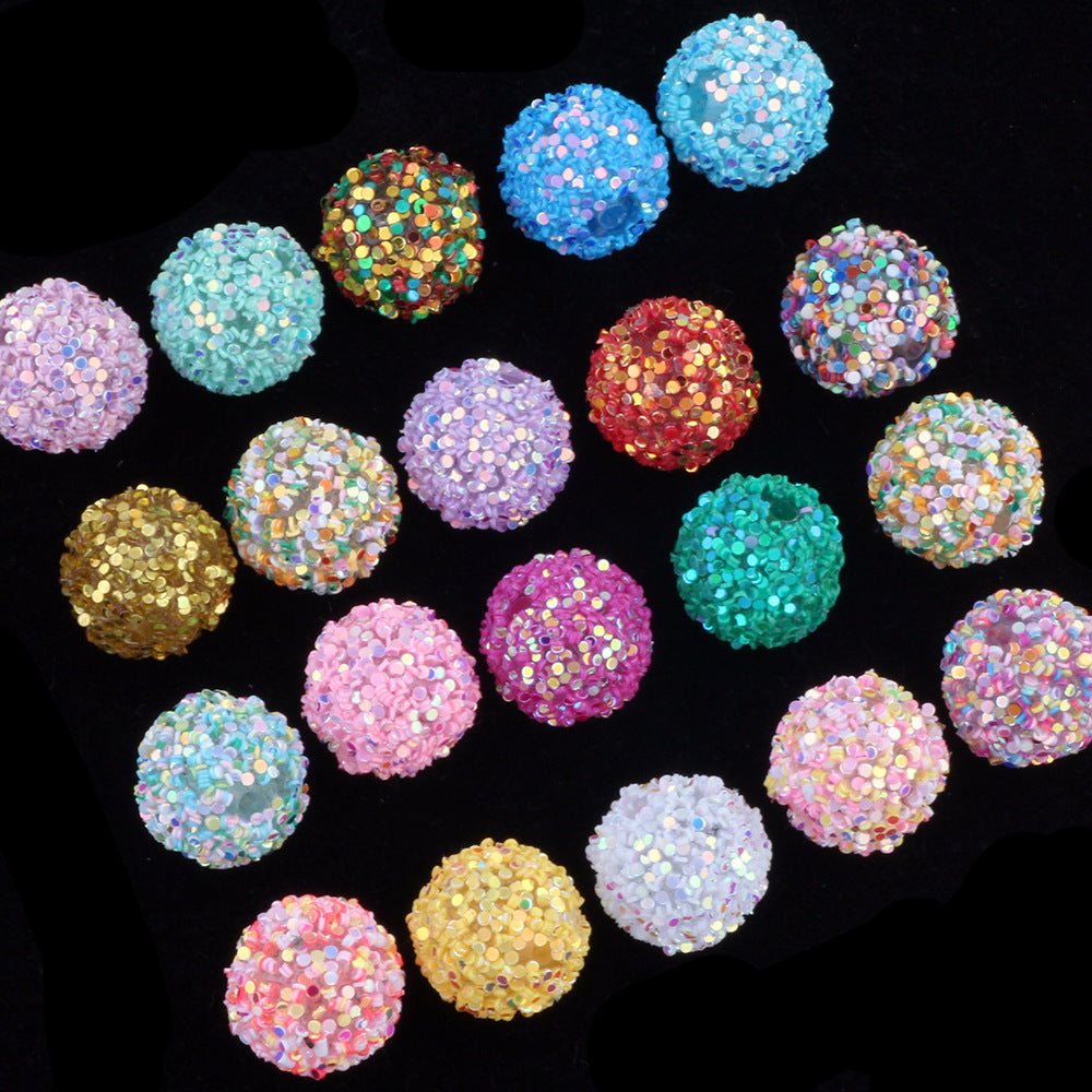 Glitter Bubblegum Beads 20mm Powder Coated Multicolor Round 20pcs 3
