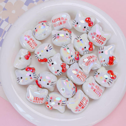 UV Plating Hello Kitty Acrylic Beads 20x22.5x17mm Glossy 5pcs 6