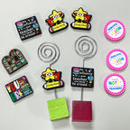 Silicone Focal Beads Alphabet Learning Series Star Mascot Holding Pencil 20pcs 3