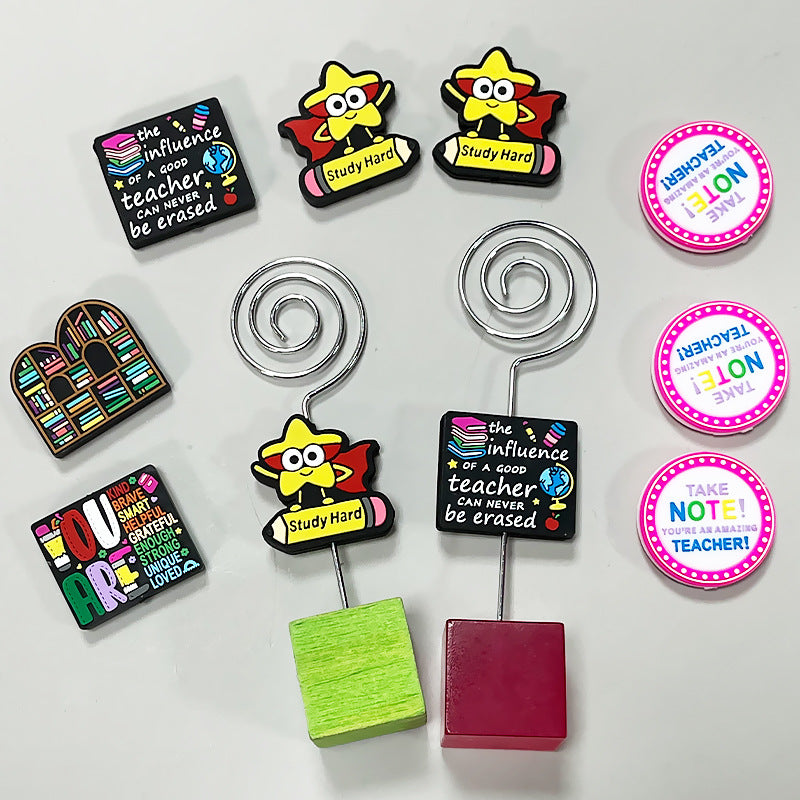 Silicone Focal Beads Alphabet Learning Series Star Mascot Holding Pencil 20pcs 3