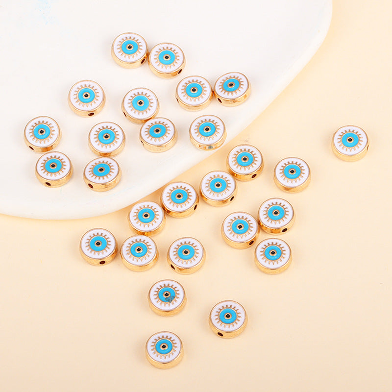 Irregular Shaped Metal Beads Double-Sided Enamel Evil Eye 20pcs 32
