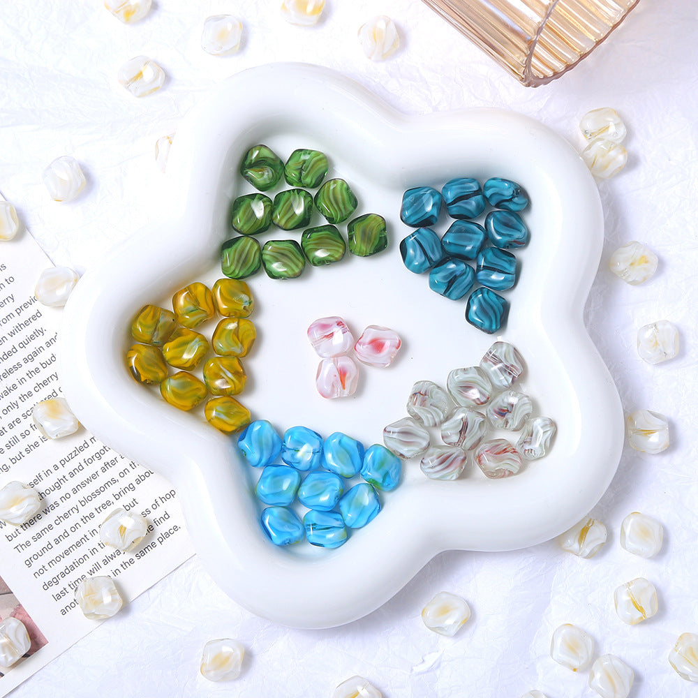 Heart Millefiori Glass Beads 11mm Marble Pattern Glossy 10pcs 2