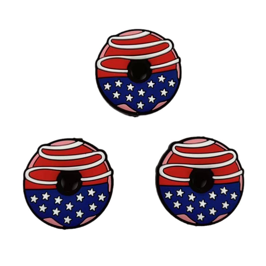Silicone Focal Beads Independent Day US Flag Cowboy Boots Hearts 20pcs 6