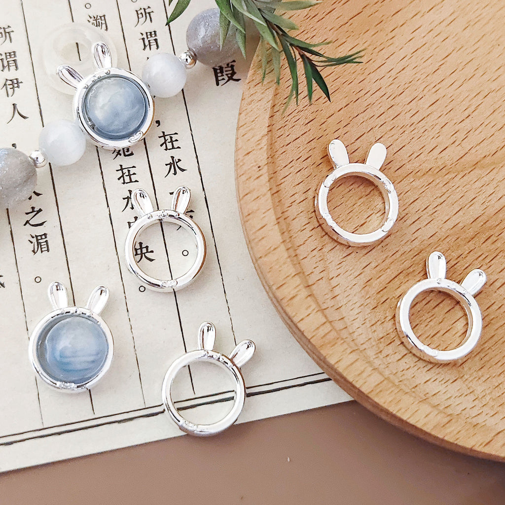 Bunny Ear Metal Beads Frame 17mm Polished Zinc Alloy 30pcs 2