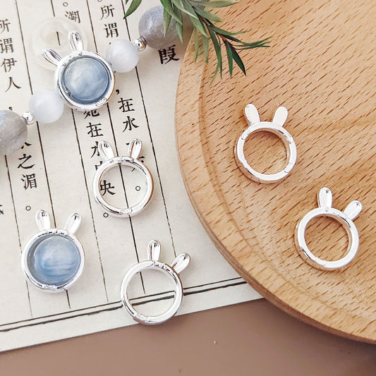 Bunny Ear Metal Beads Frame 17mm Polished Zinc Alloy 30pcs 2