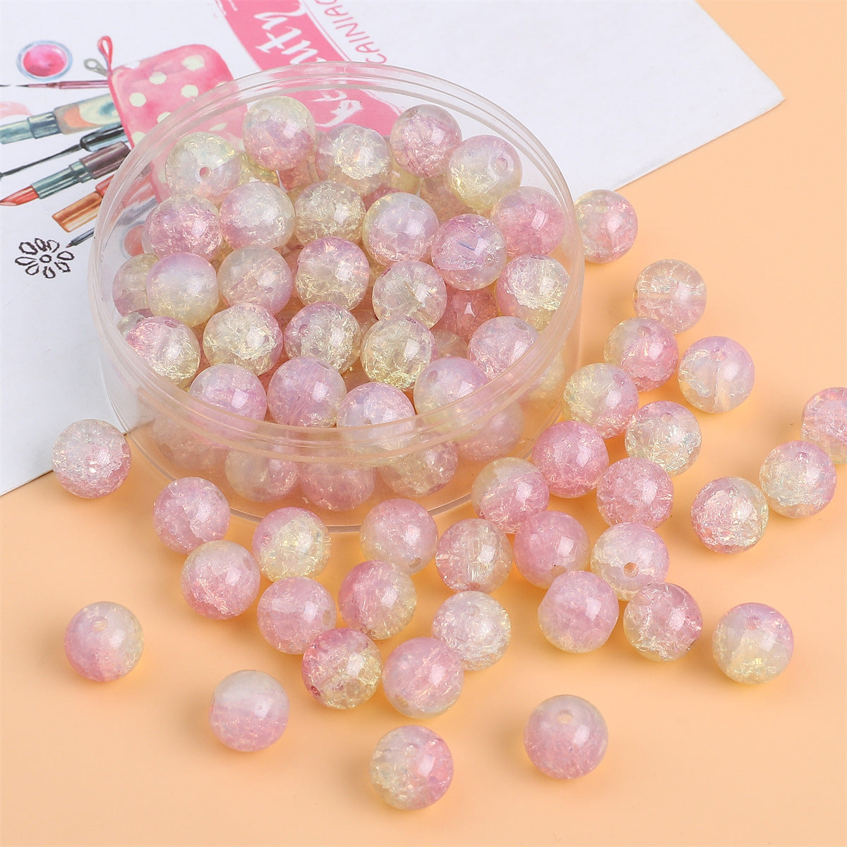 Crackle Round Glass Beads 8mm Multicolor Mixed 30pcs 10