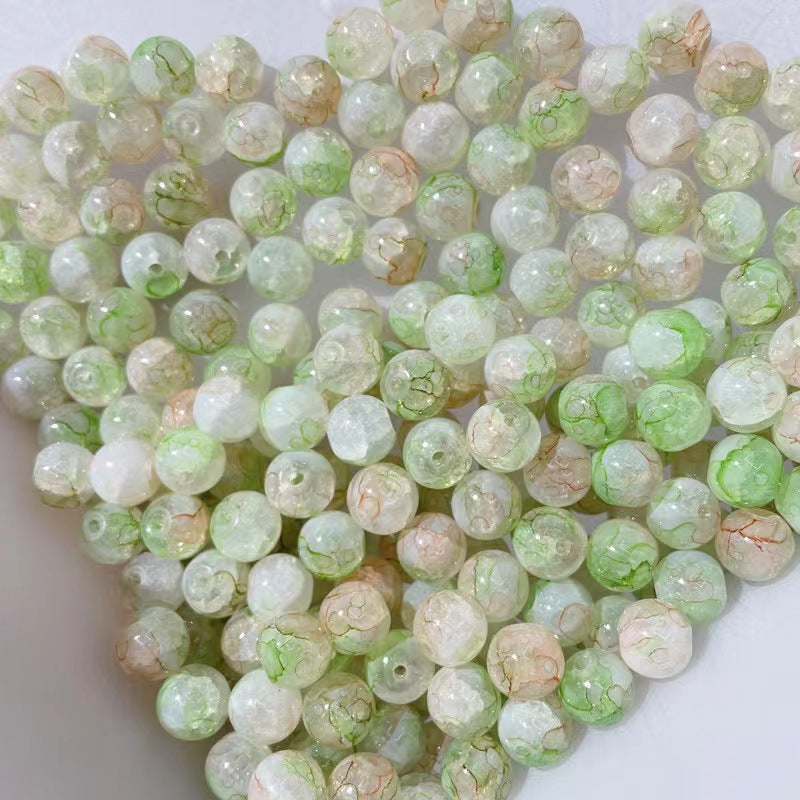 Crackle Round Glass Beads 10mm Gradient Colors with Gold Foil 60pcs 9