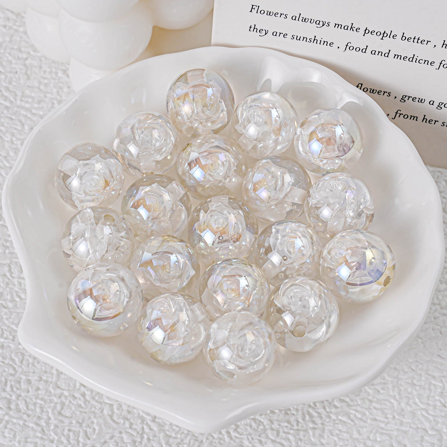 Twilight Rose Resin Beads 16mm Round Mixed Colors 20pcs 7