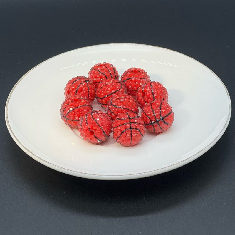 Sports Bubblegum Beads 20mm Basketball Pattern Acrylic 25pcs 15