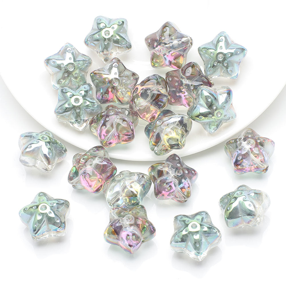 Electroplated Star Glass Beads 18mm Imitation Lunar Pit Texture 10pcs 12