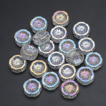 Electroplated Hawaiian Flower Glass Beads 14mm Transparent 20pcs 7