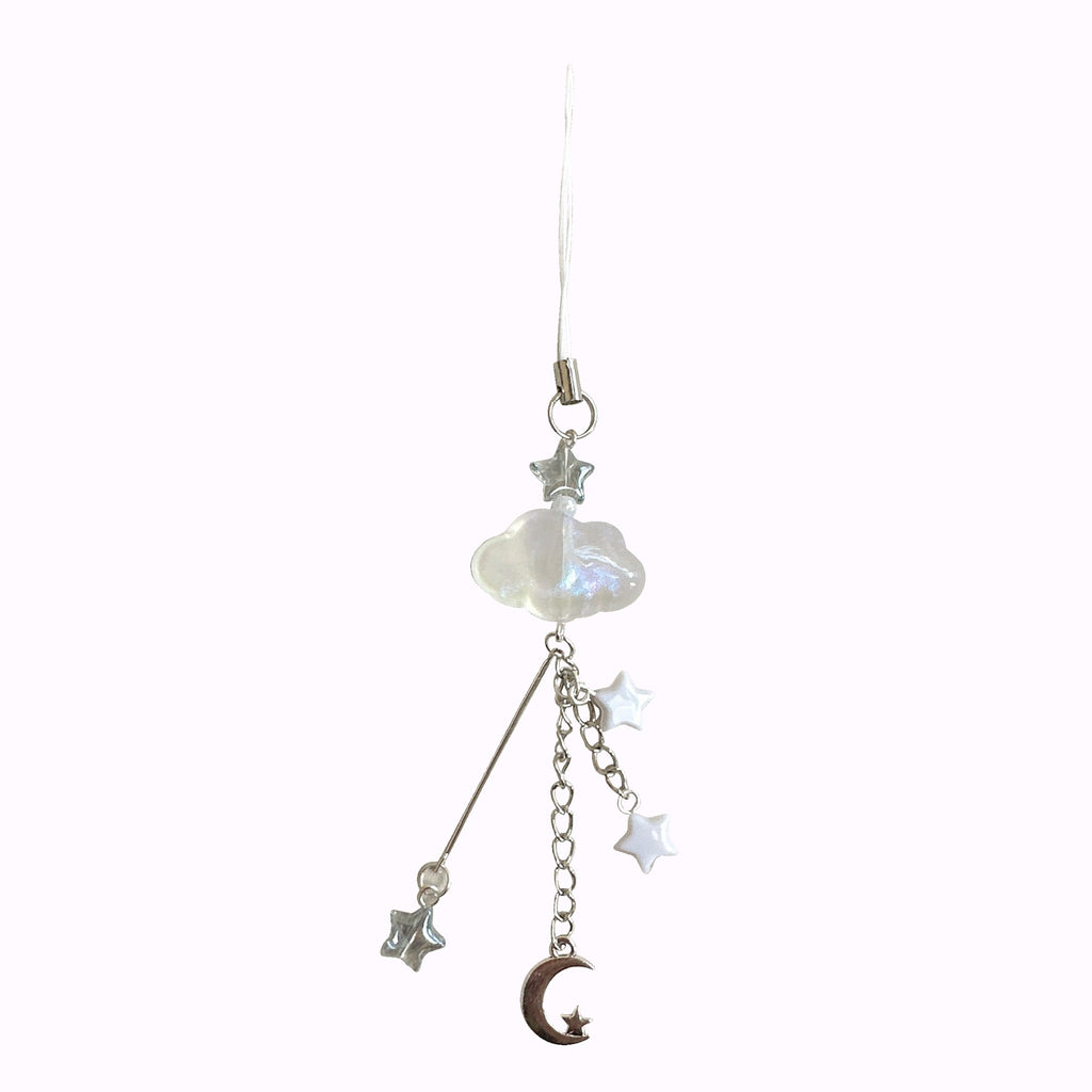 Cloud Star Acrylic Phone Charm Glossy White Celestial Design 4pcs 5