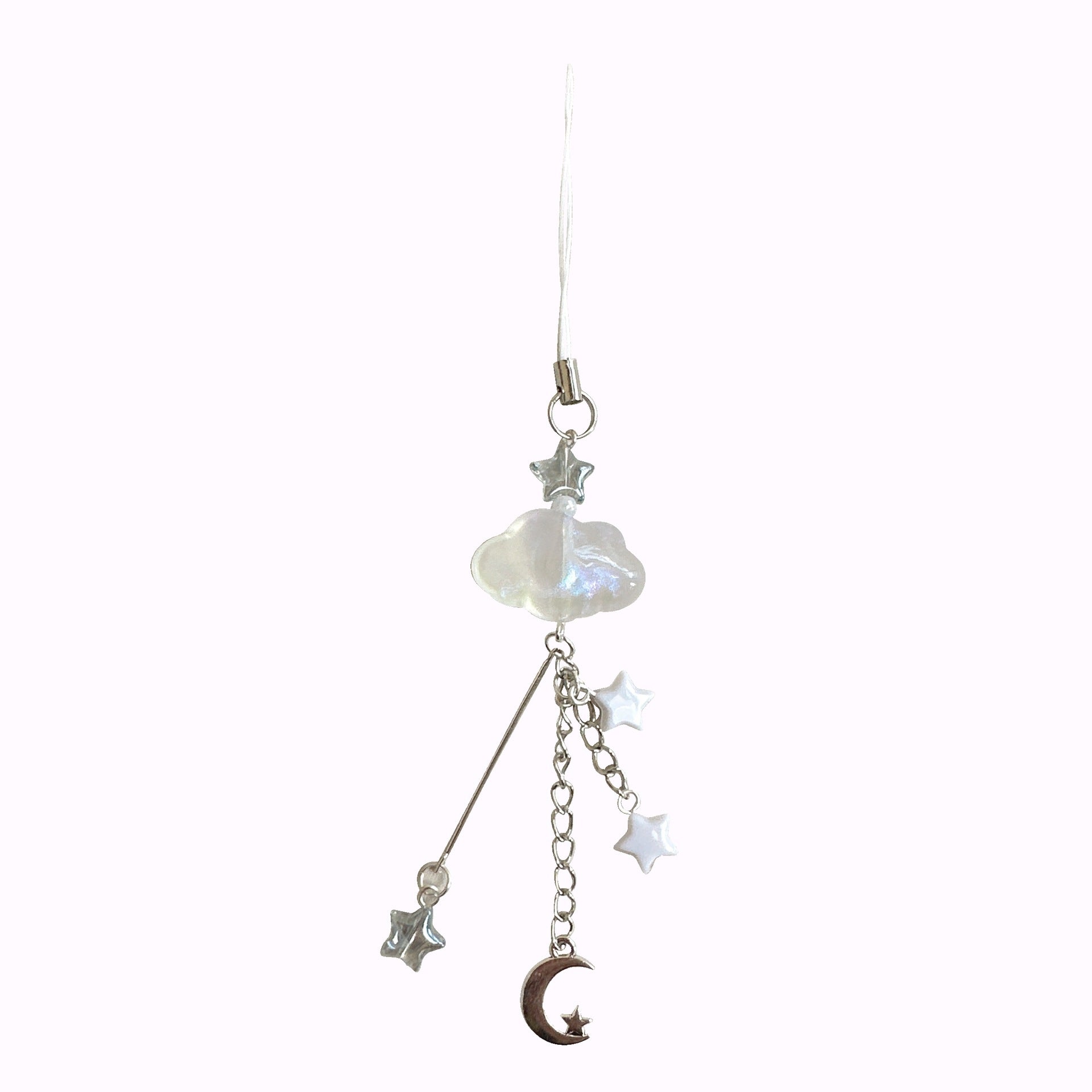 Cloud Star Acrylic Phone Charm Glossy White Celestial Design 4pcs 5