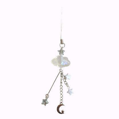 Cloud Star Acrylic Phone Charm Glossy White Celestial Design 4pcs 5