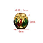 Round Metal Beads 6mm Vintage Cloisonne Large Hole Enamel 10pcs 4