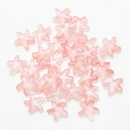 Electroplated Starfish Glass Beads 13-14mm Transparent 30pcs 24