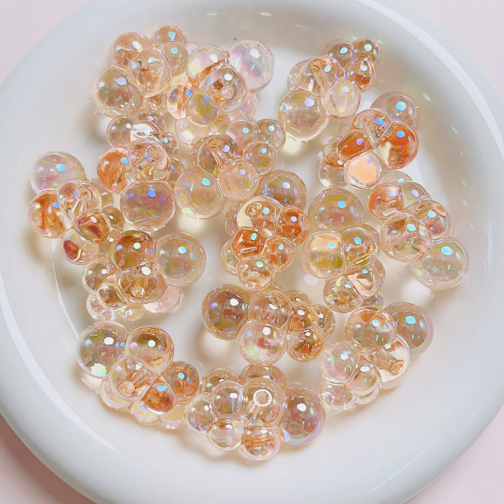 Clear Plated Cloud Acrylic Beads 22x32mm Chubby Pastel Iridescent 10pcs 2