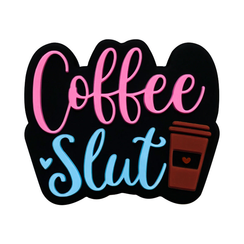 Silicone Focal Beads Coffee Coffee Slut Lettering Cup Icon 20pcs 6
