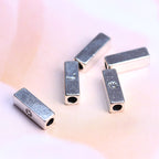 Tube Metal Beads 14x4.6x2.8mm Sun and Moon Silver Tone 200pcs 4
