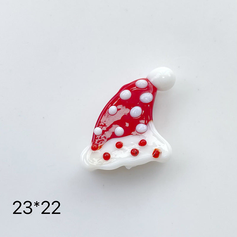 Hand Painted 3D Christmas Lampwork Glass Beads Snowman Santa Motifs 1pc 18