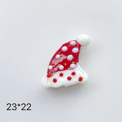 Hand Painted 3D Christmas Lampwork Glass Beads Snowman Santa Motifs 1pc 18
