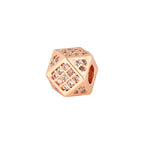 Polygon Brass Metal Beads 9mm Cubic Zirconia Inlaid 4pcs 3