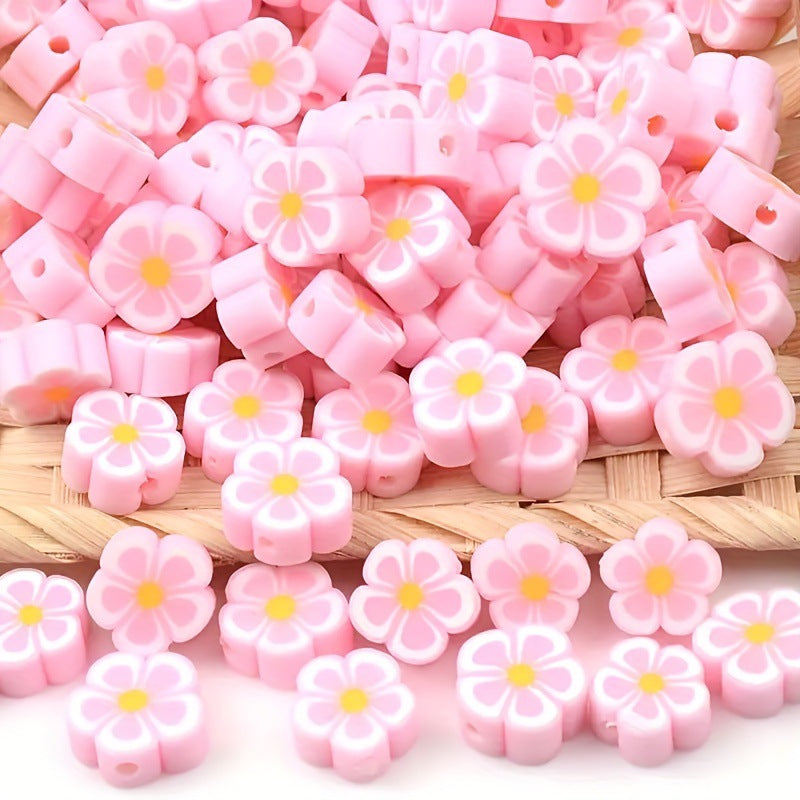Flower Clay Beads 10mm Pink Plum Polymer 100pcs 4