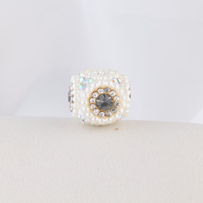 Pearl Encrusted Cube Clay Beads 20mm Rhinestone Accent 5pcs 3