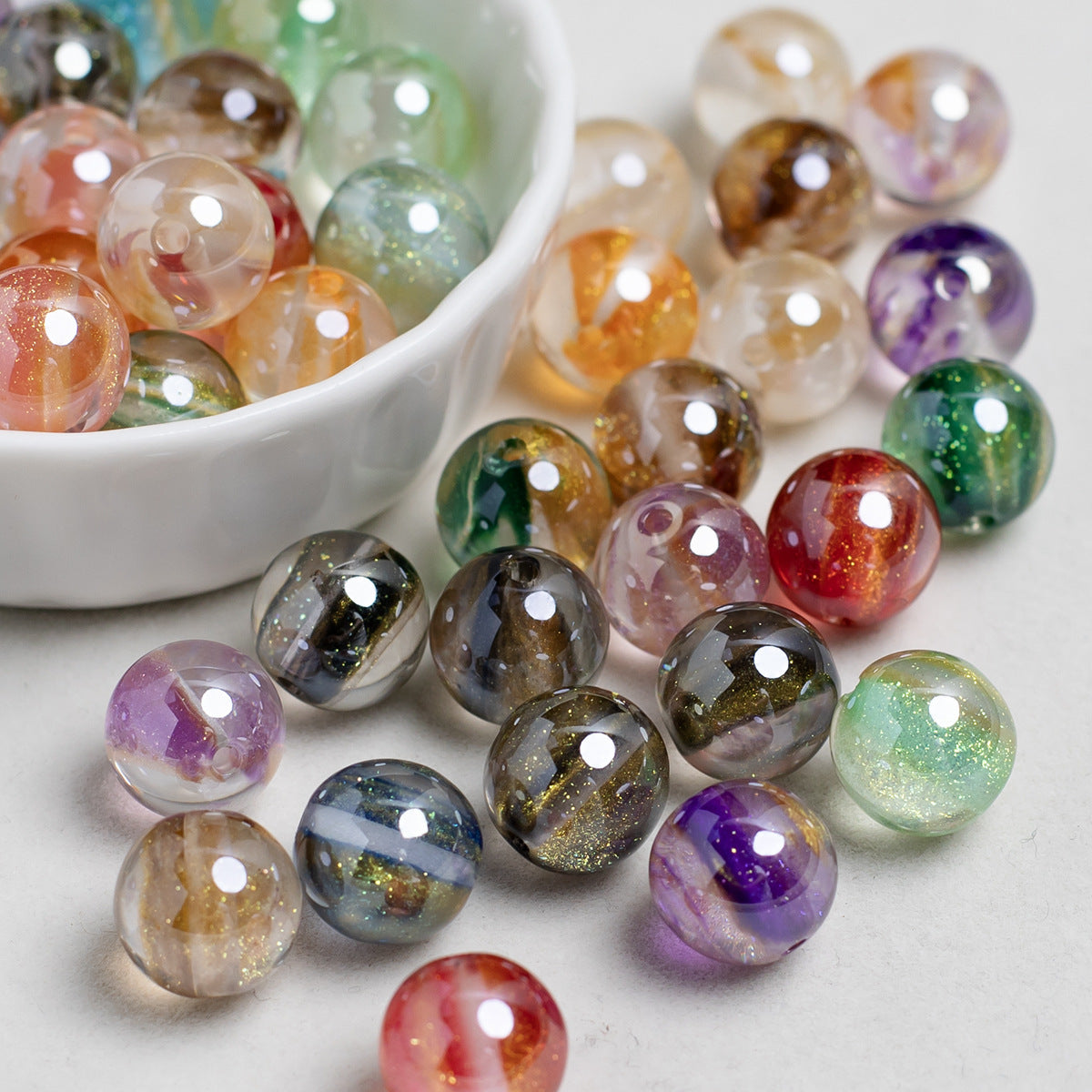 Glimmer Nebulous Resin Beads 12mm Round Multicolor Gradient 20pcs 2