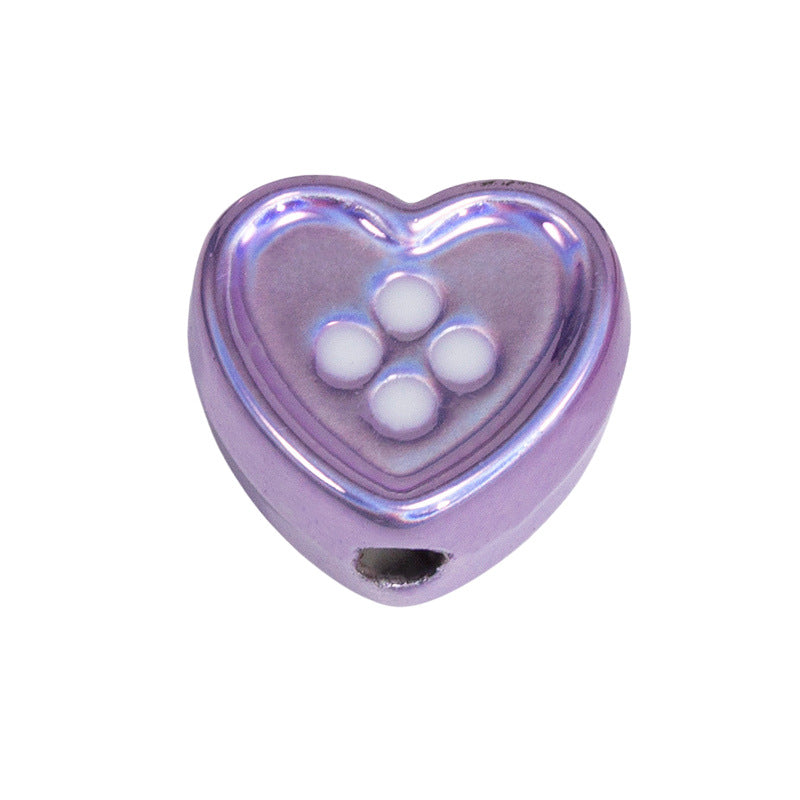 Plating Star and Heart Button Acrylic Beads 11mm Assorted Colors 50pcs 16