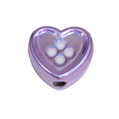 Plating Star and Heart Button Acrylic Beads 11mm Assorted Colors 50pcs 16