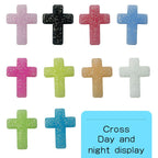 Silicone Focal Beads Cross Matte Speckled Glow in the Dark 20pcs