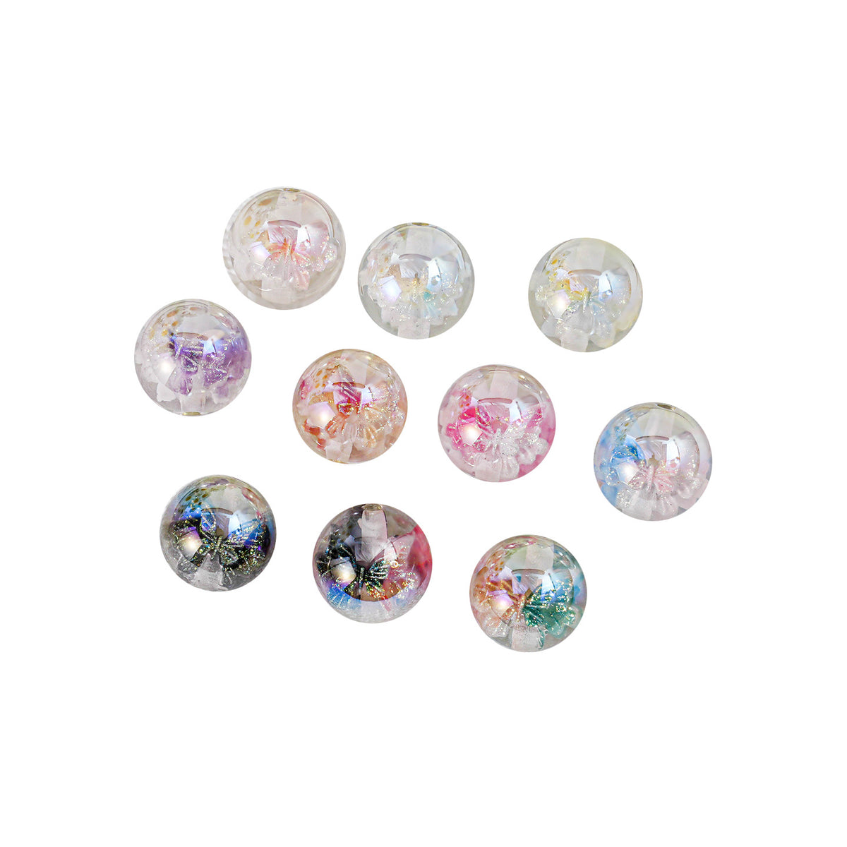 Shimmer Butterfly Inside Round Resin Beads 16mm Mixed Colors 20pcs 4
