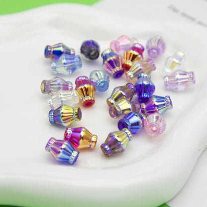 Plated Rhombus Acrylic Beads 13mm Transparent Iridescent 20pcs 17
