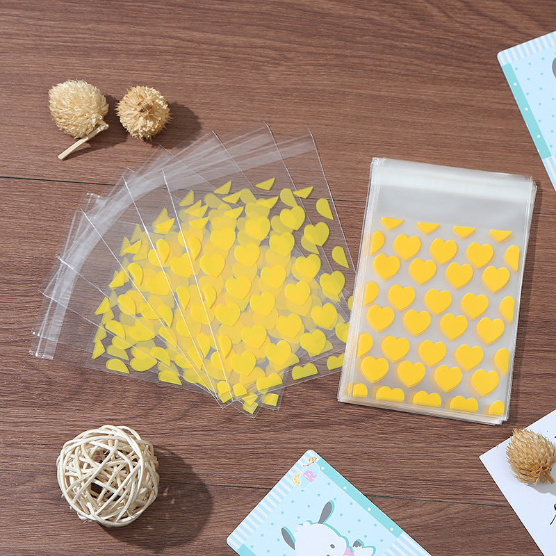 Self Adhesive OPP Bags Full Heart Pattern 8x10+3cm 200pcs 2