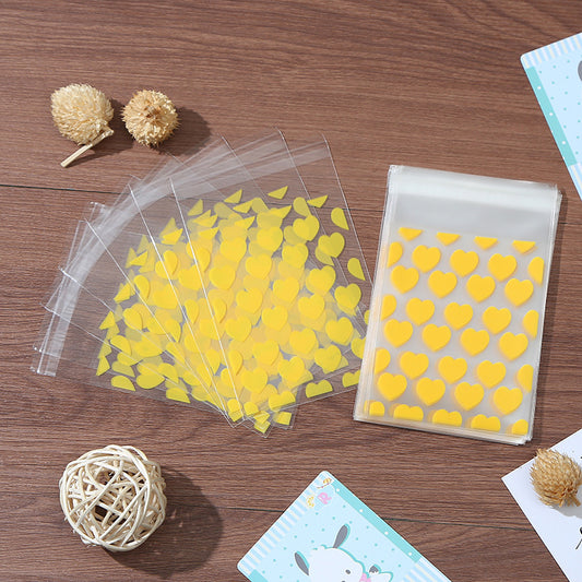 Self Adhesive OPP Bags Full Heart Pattern 8x10+3cm 200pcs 2