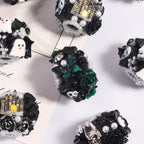 Halloween Barrel Clay Beads 26mm Skull Black Roses Pearl 5pcs 4
