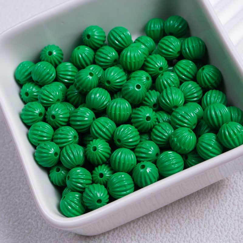 Painted Pumpkin Acrylic Beads 9mm Striped Bright Colors 100pcs 13