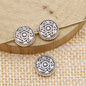 Flat Metal Beads 9mm Vintage Totem Pattern Antique Silver Tone 100pcs