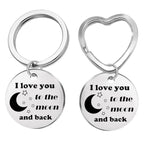 Stainless Steel Star Moon I Love You Inspirational Keychain 3