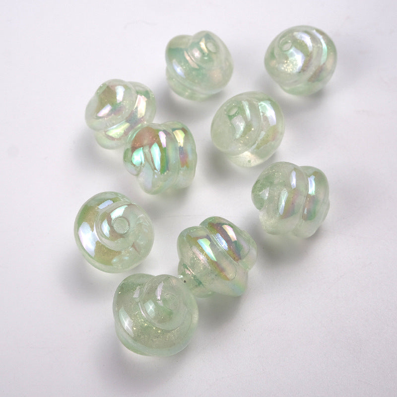 UV Plating Twisted Acrylic Beads 17mm Glitter Powder 50pcs 4